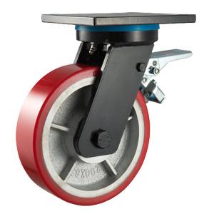 Extra heavy duty casters with rear brake