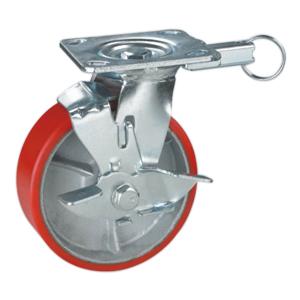 Swivel PU cast iron Caster brake